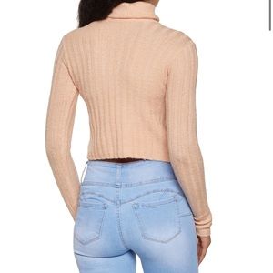 Rib Knit Cropped Turtleneck Sweater